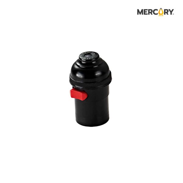 PORTALÁMPARA NEGRO E27 + SWITCH ROJO